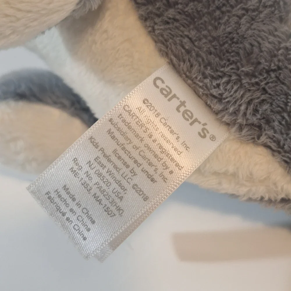 Carter's Gray Dinosaur Plush Teeth Smiling Chunky Belly Soft Baby Lovey 10